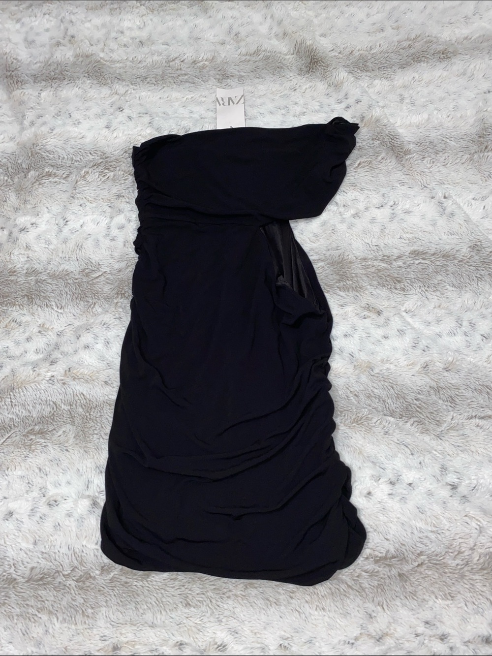 ZARA Black One-Shoulder Ruched Dress